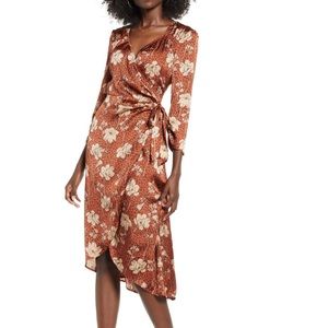 Leith long sleeve silk wrap dress